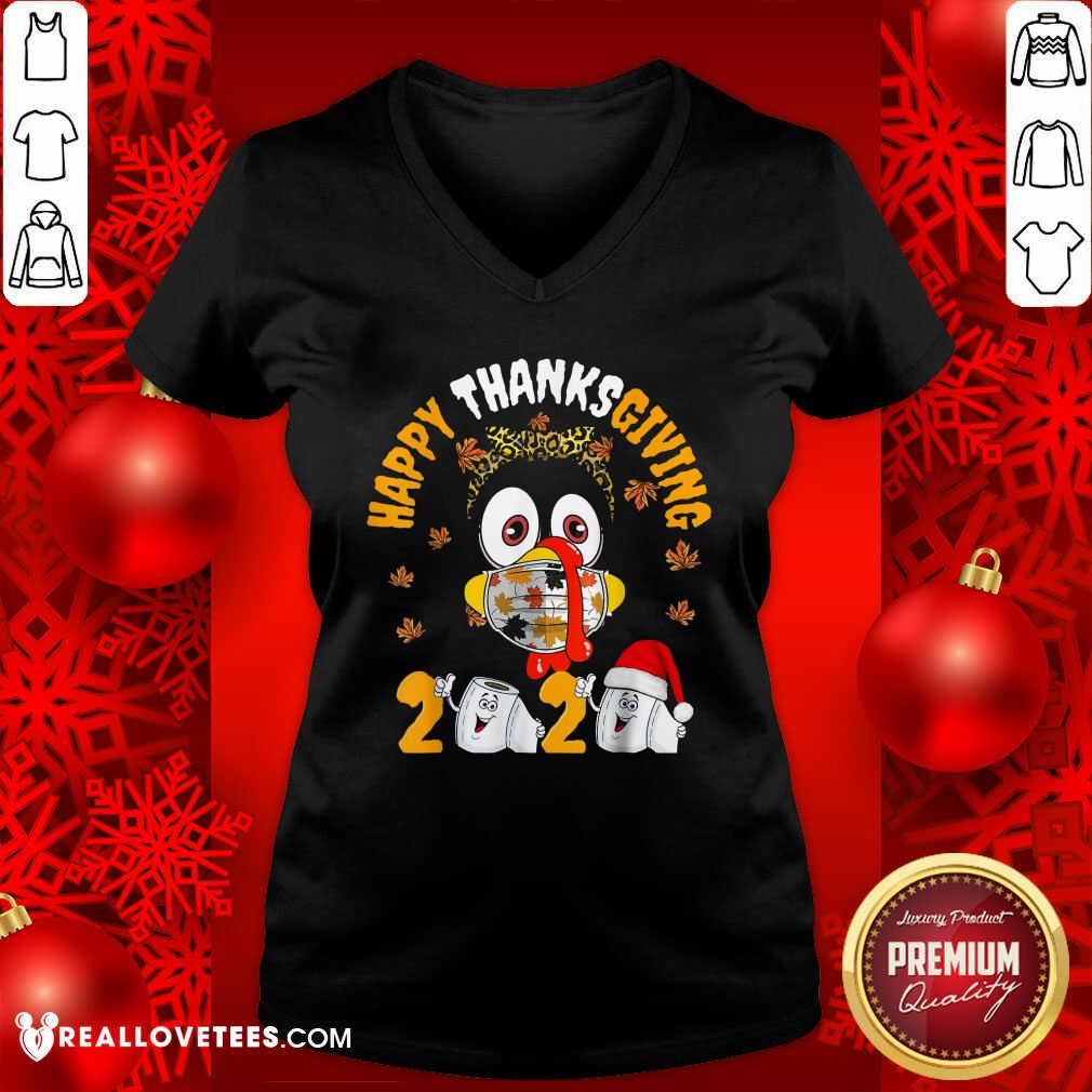 Cute Happy Thanksgiving 2020 Toilet Paper Turkey Face Mask Quarantine Shirt