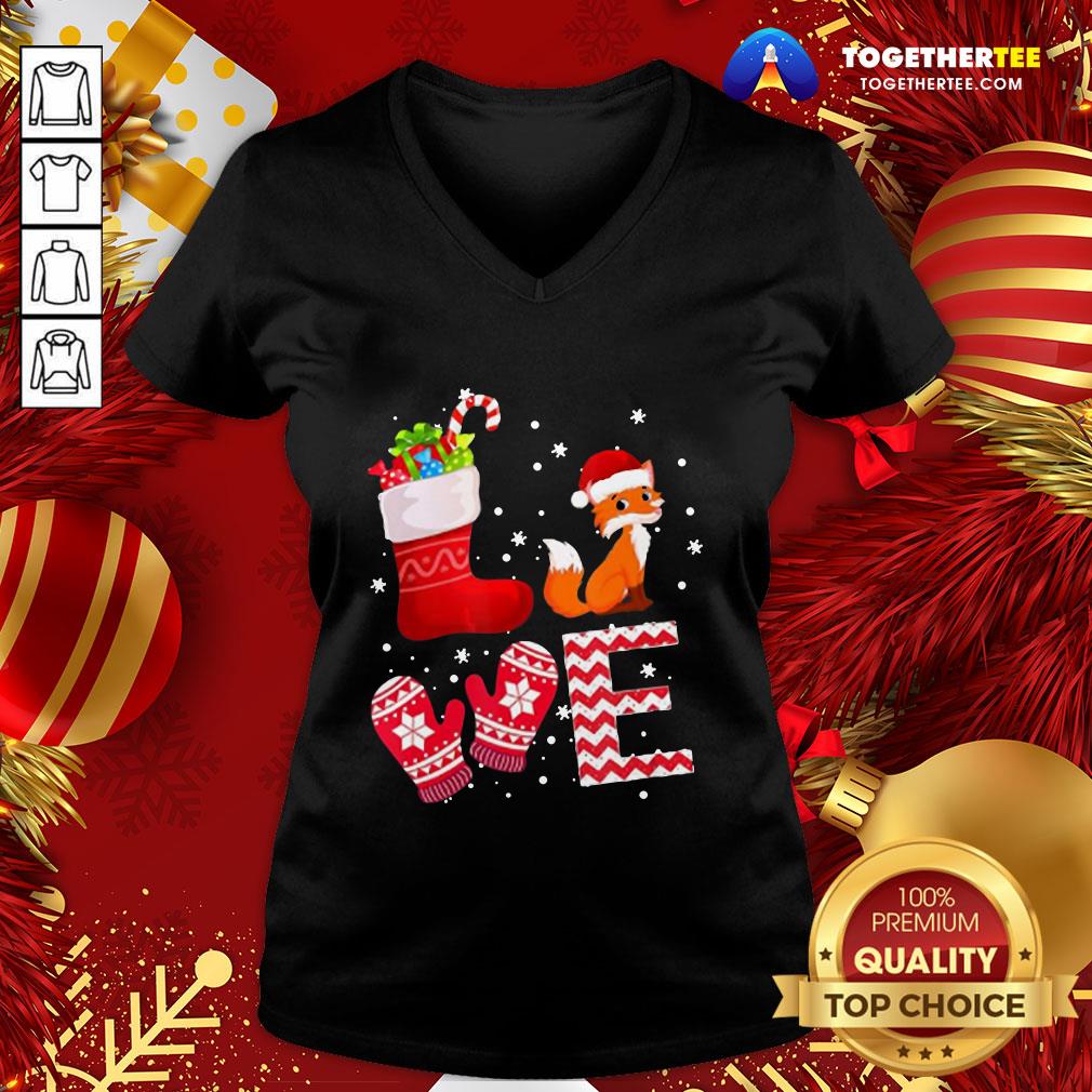 Cute Love Fox Santa Ugly Christmas Shirt