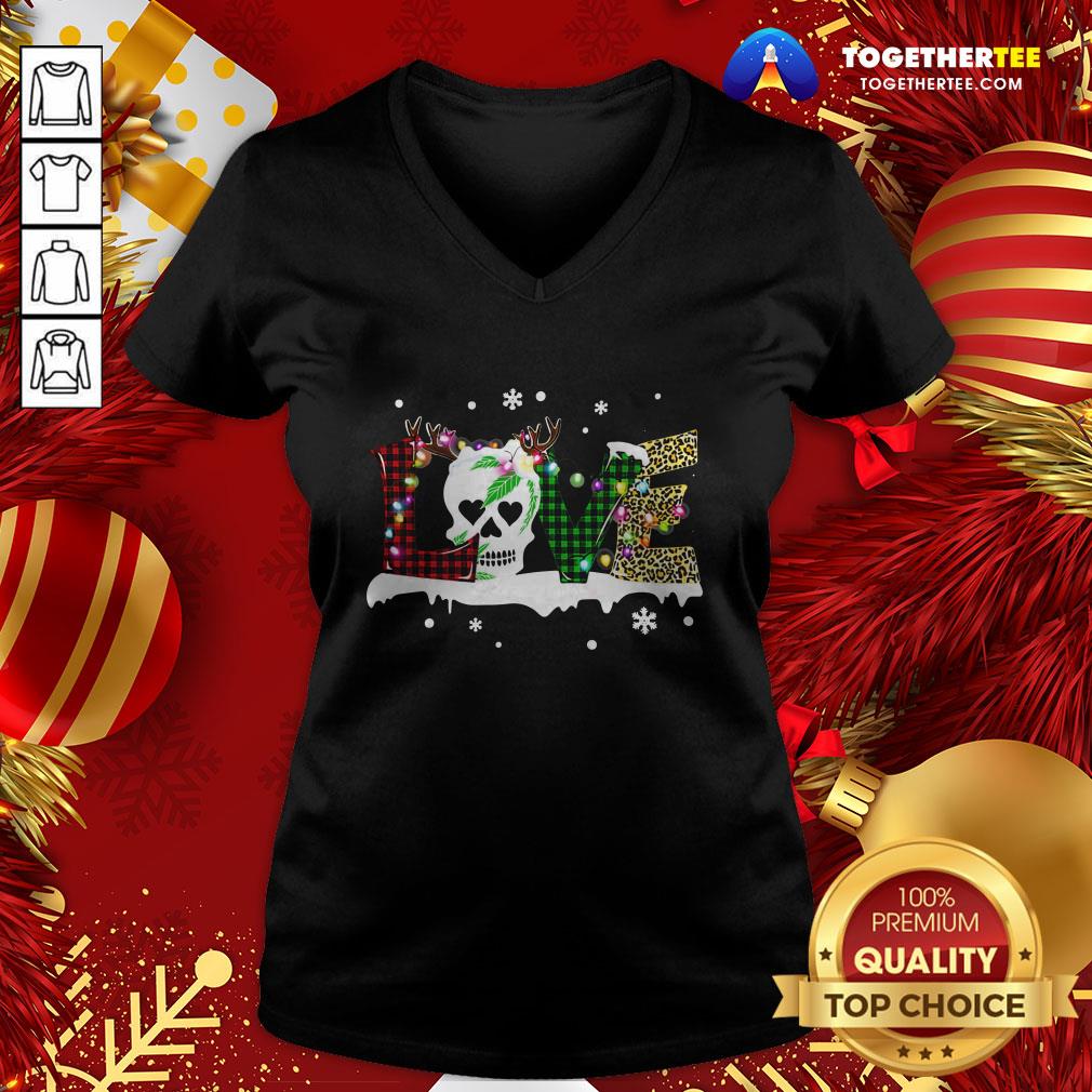 Cute Love Skull Reindeer Christmas Shirt