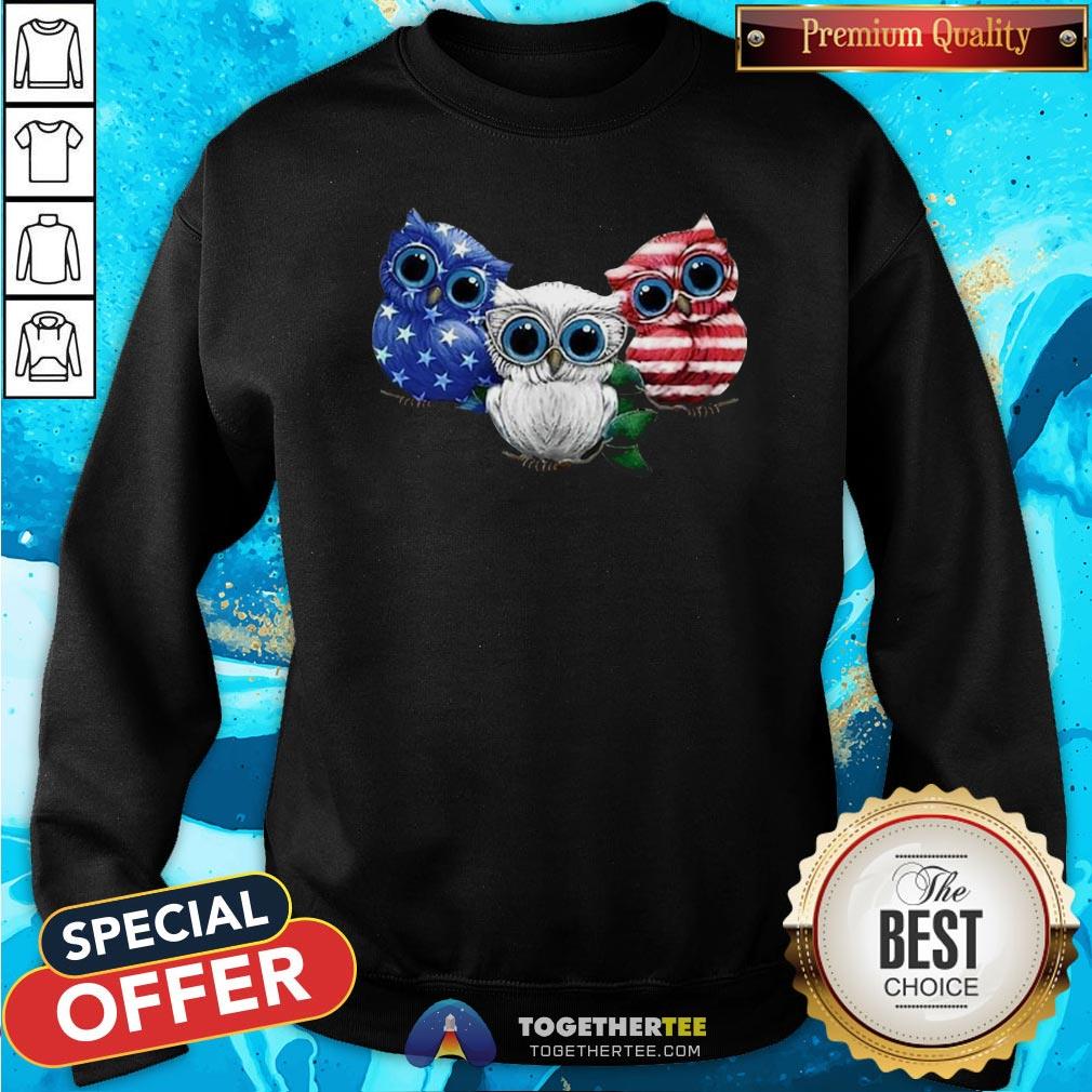 Cute Owls American Flag Shirt