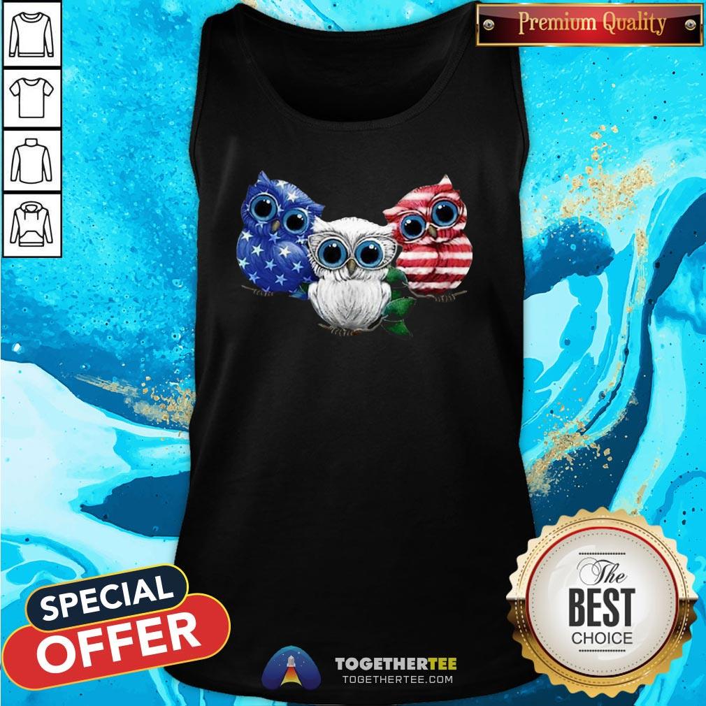 Cute Owls American Flag Shirt