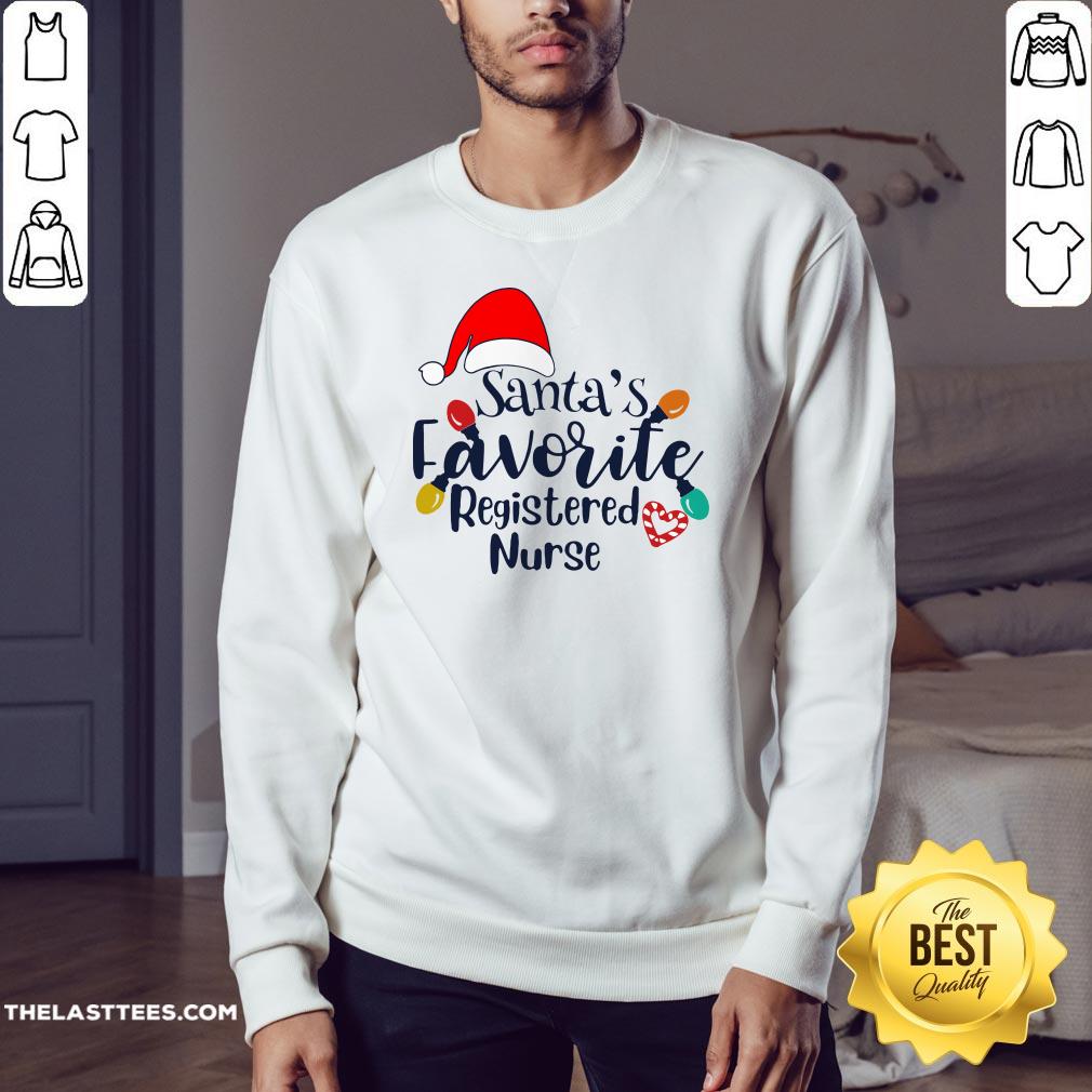 Cute Santa’s Favorite Registered Nurse Christmas Shirt