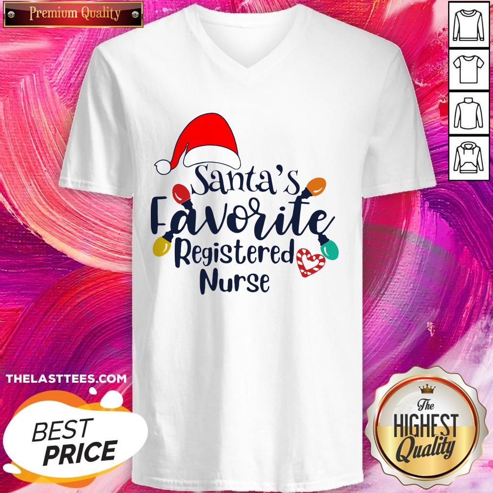 Cute Santa’s Favorite Registered Nurse Christmas Shirt