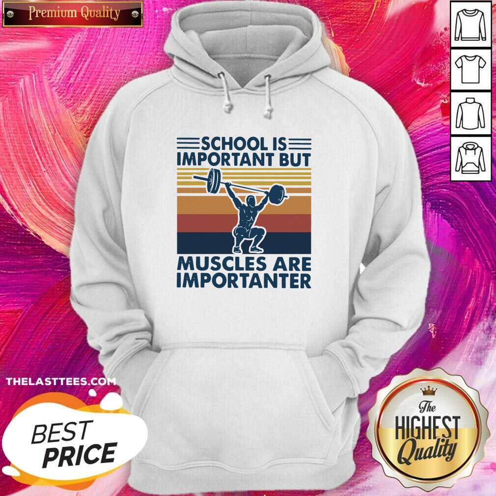 Cute School Is Important But Muscles Are Importanter Vintage Retro Shirt