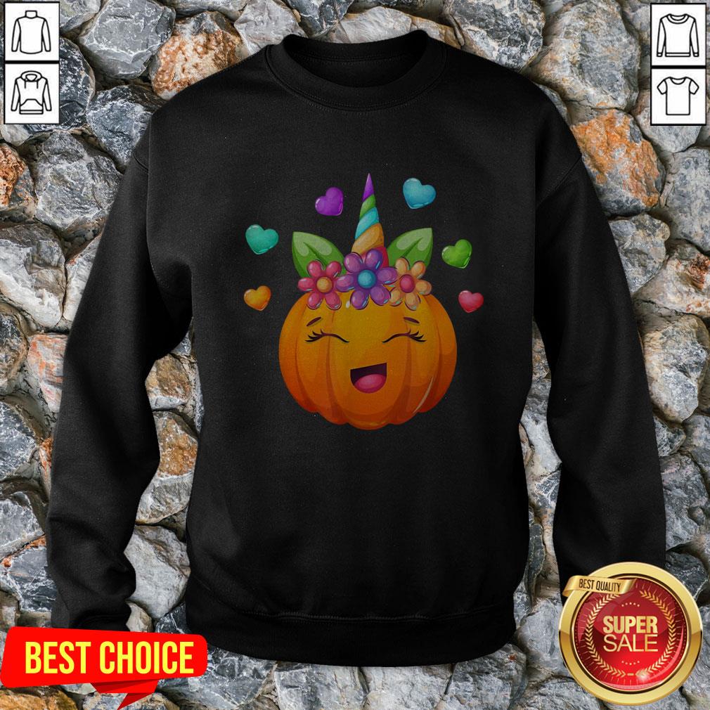 Cute Unicorn Pumpkin For Halloween Girls T-Shirt