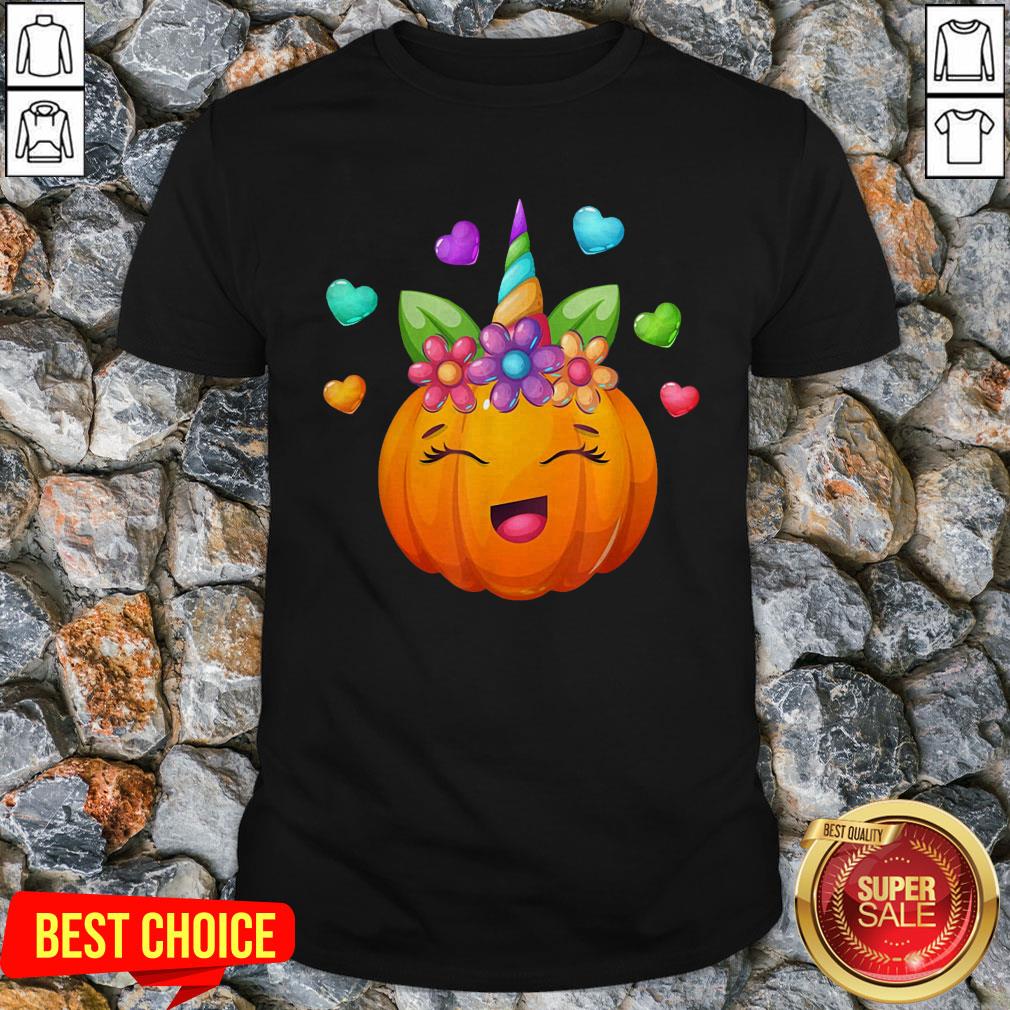 Cute Unicorn Pumpkin For Halloween Girls T-Shirt