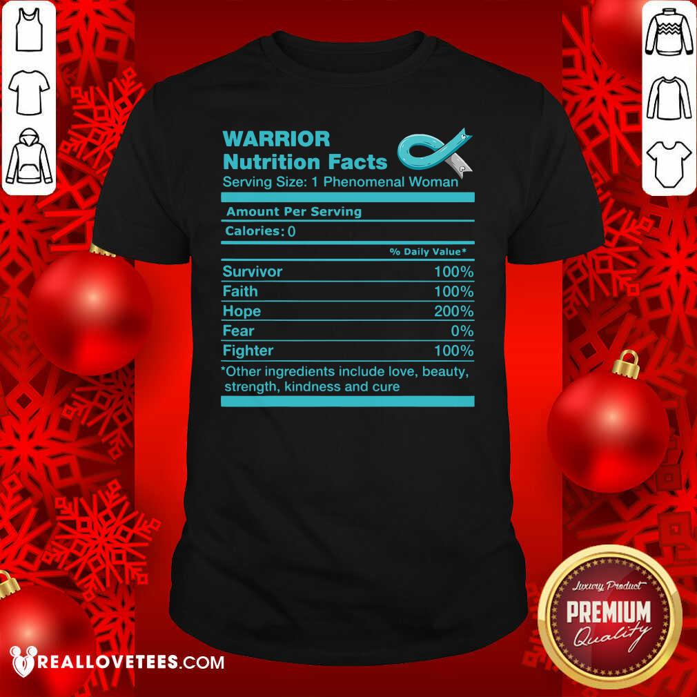 Cute Warrior Cervical Cancer Nutrition Facts Cervical Cancer Awareness Shirt