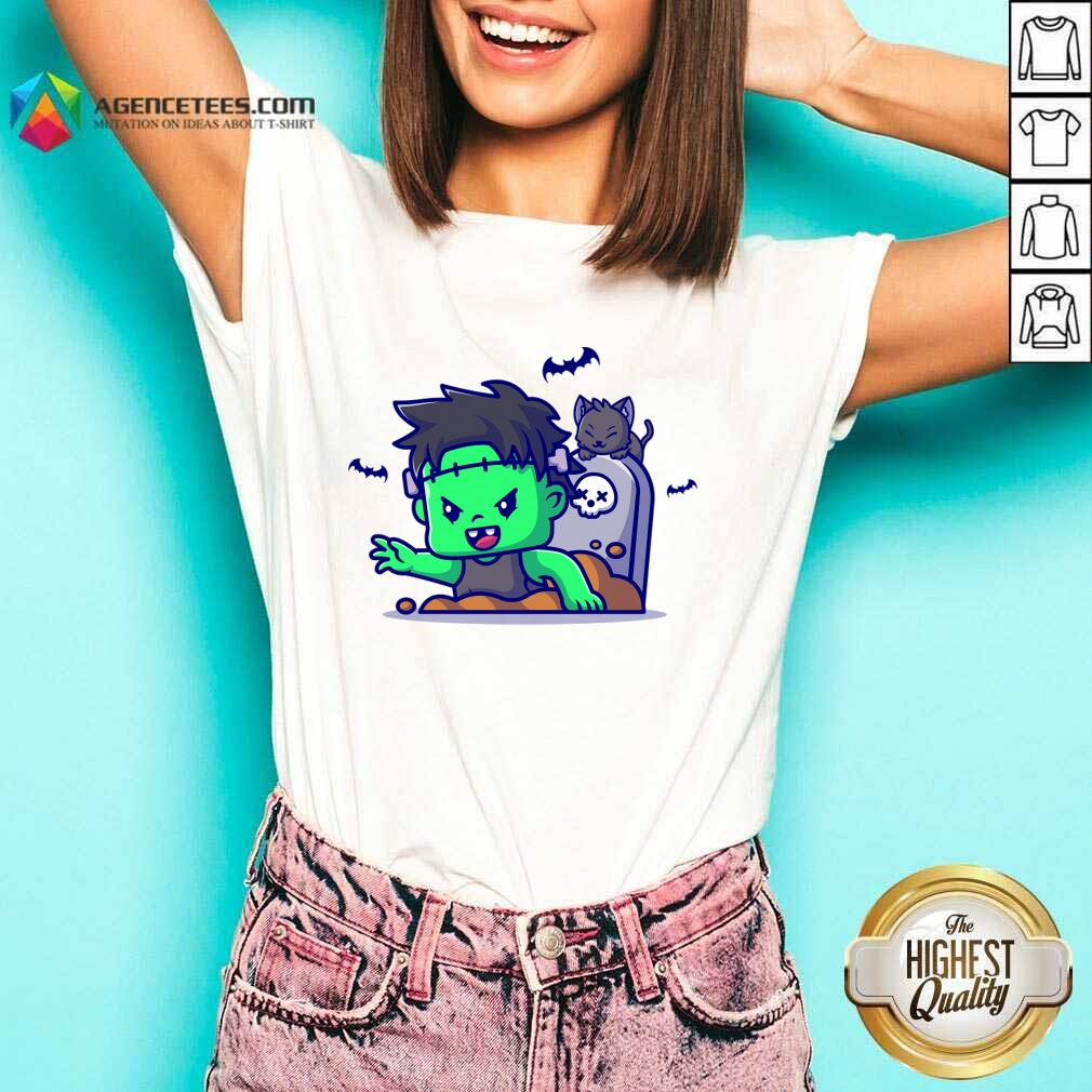 Cute Zombie Frankenstein From The Grave Cartoon Shirt