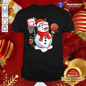 Cute Snowman Playing Basketball Merry Christmas Light Shirt