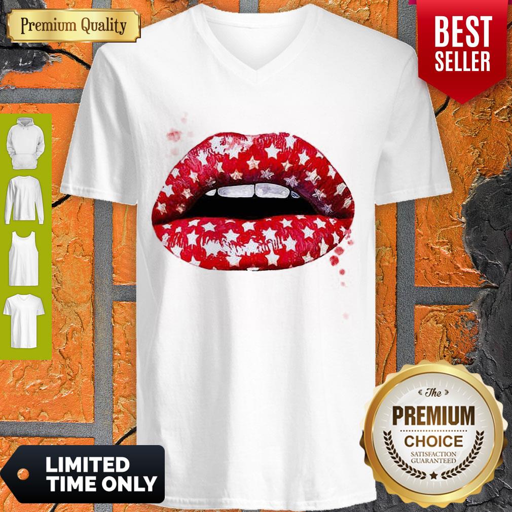 BEAUTIFUL RED MOUTH LIP PRINT SHIRT