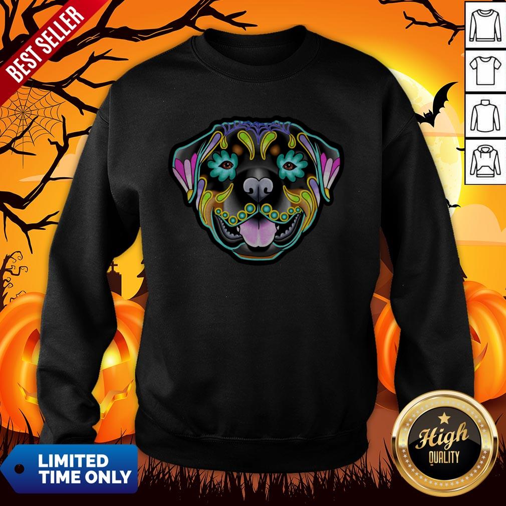 Day Of The Dead Sugar Skull Rottweiler Dog Shirt