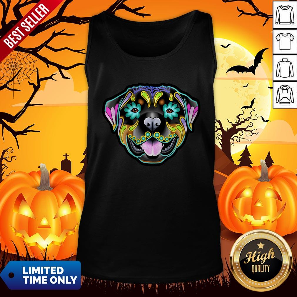 Day Of The Dead Sugar Skull Rottweiler Dog Shirt