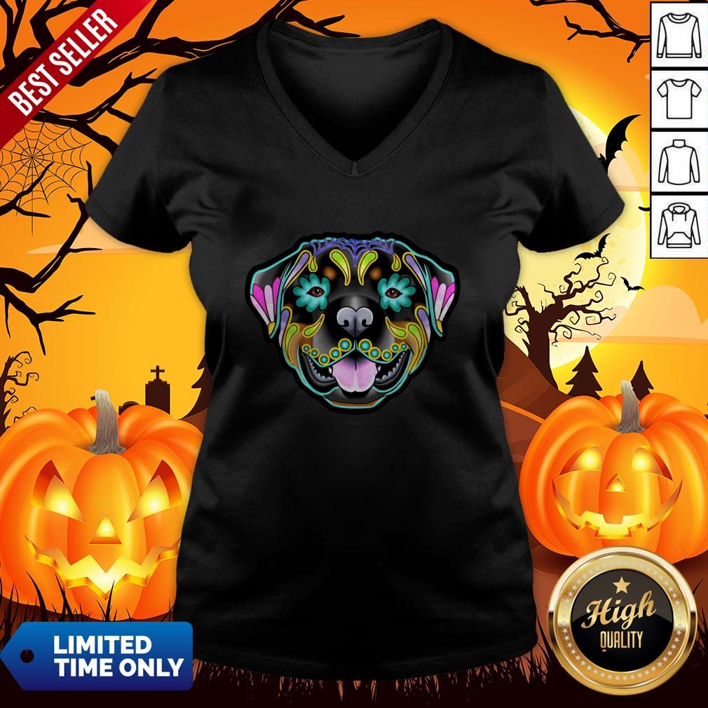 Day Of The Dead Sugar Skull Rottweiler Dog Shirt