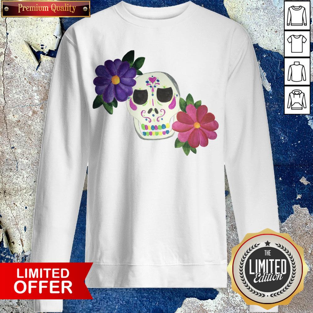 Day Of The Dead Sugar Skull With Flower Shirt