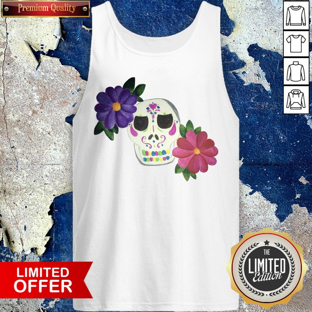 Day Of The Dead Sugar Skull With Flower Shirt