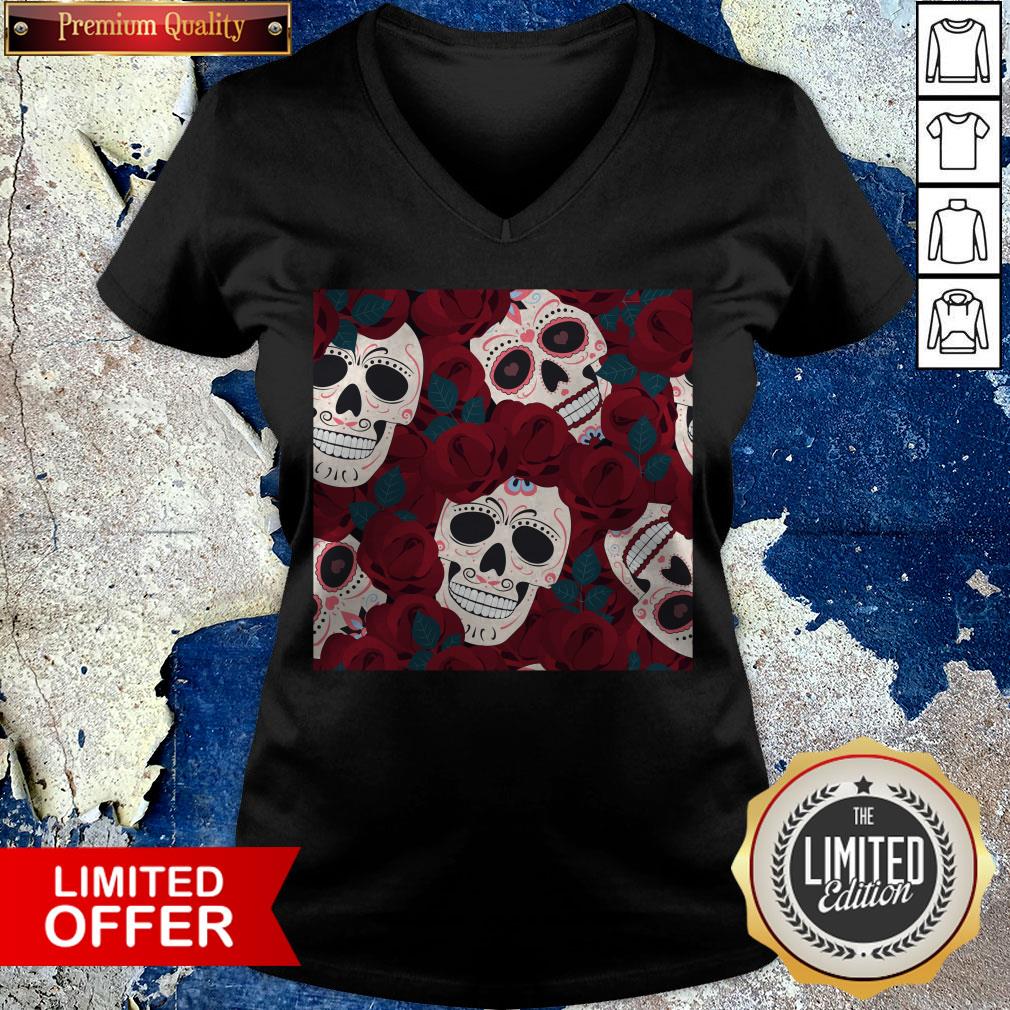 Day Of The Dead Sugar Skulls Roses Dia De Los Muertos Halloween Shirt