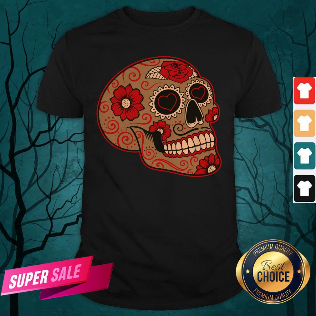 Dia De Los Muertos Sugar Skull In Mexican Shirt
