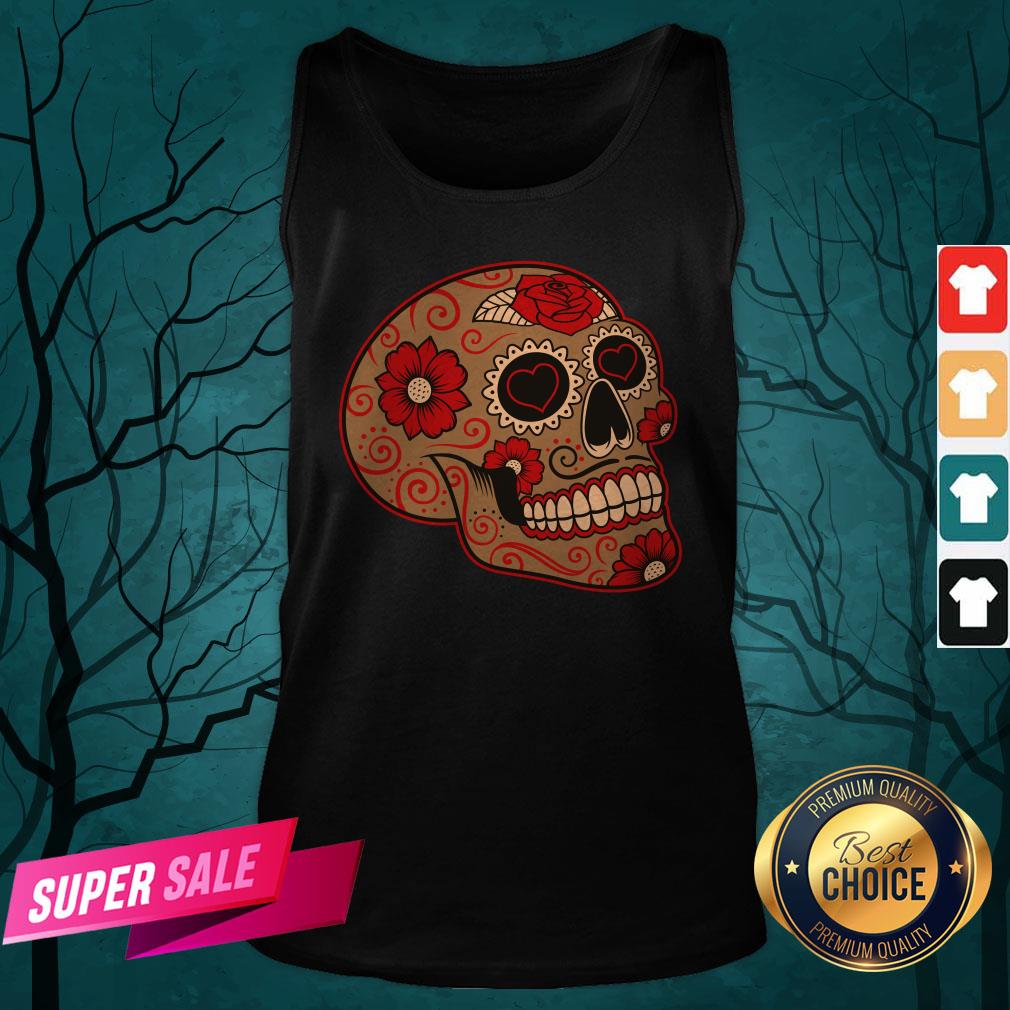 Dia De Los Muertos Sugar Skull In Mexican Shirt