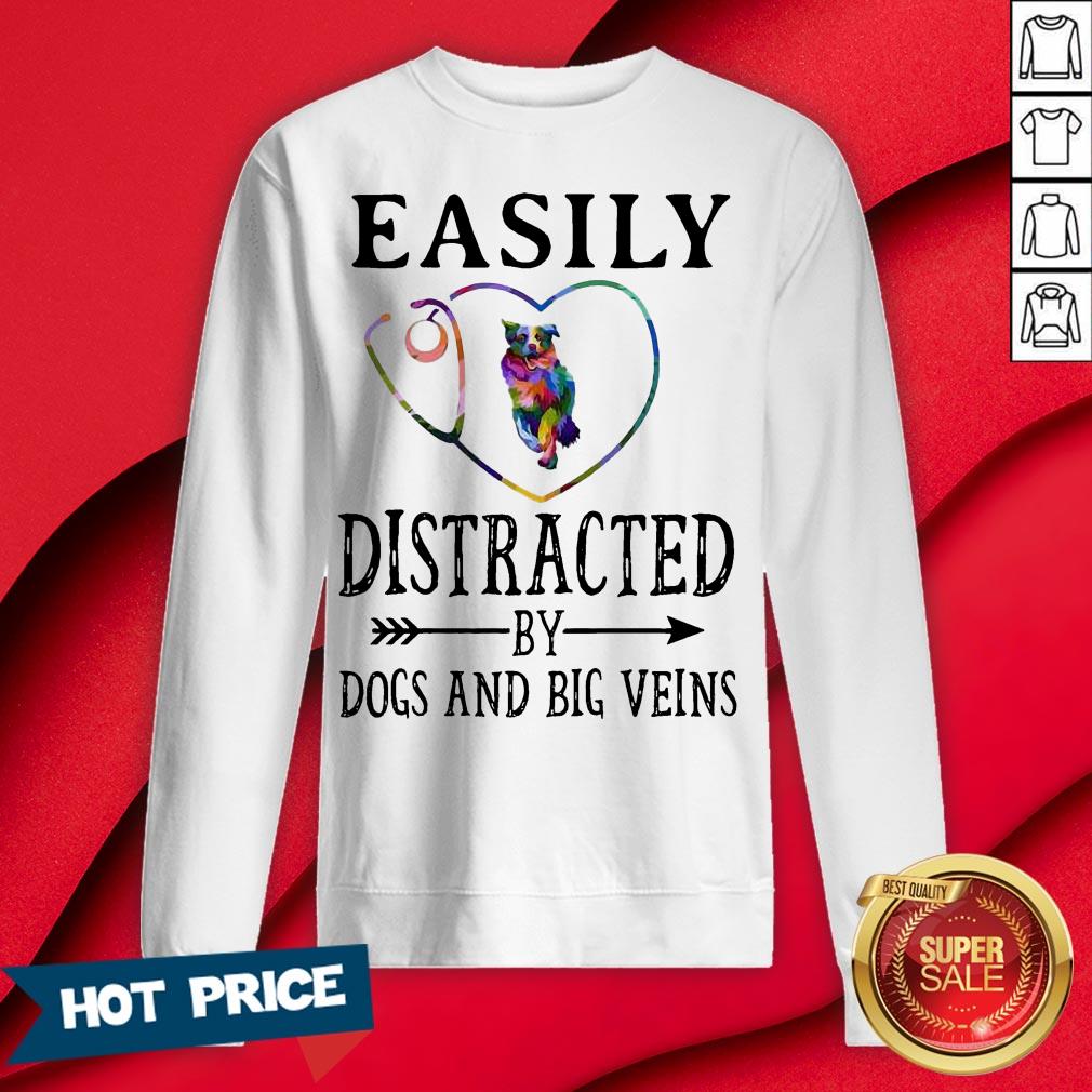 Easily Distracted By Dogs And Big Veins German Shepherd Heart Shirt