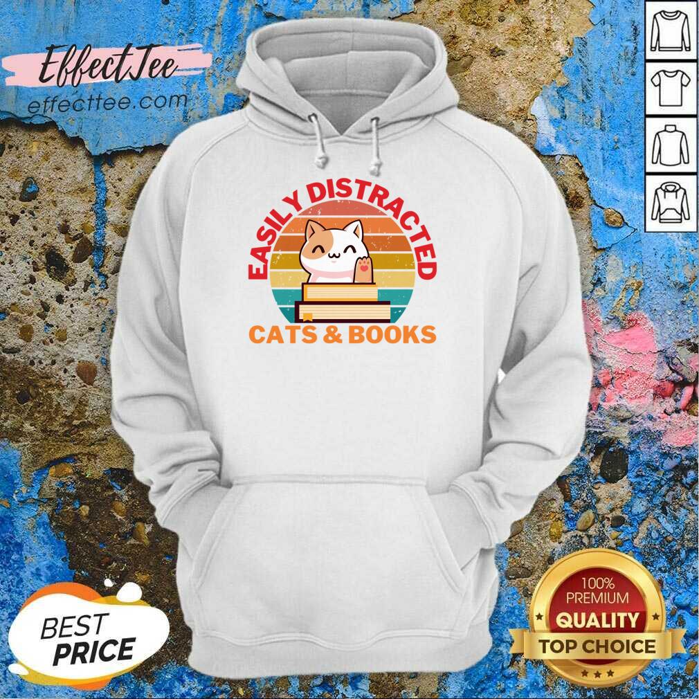 Easily Distracted Cats And Books Vintage Shirt