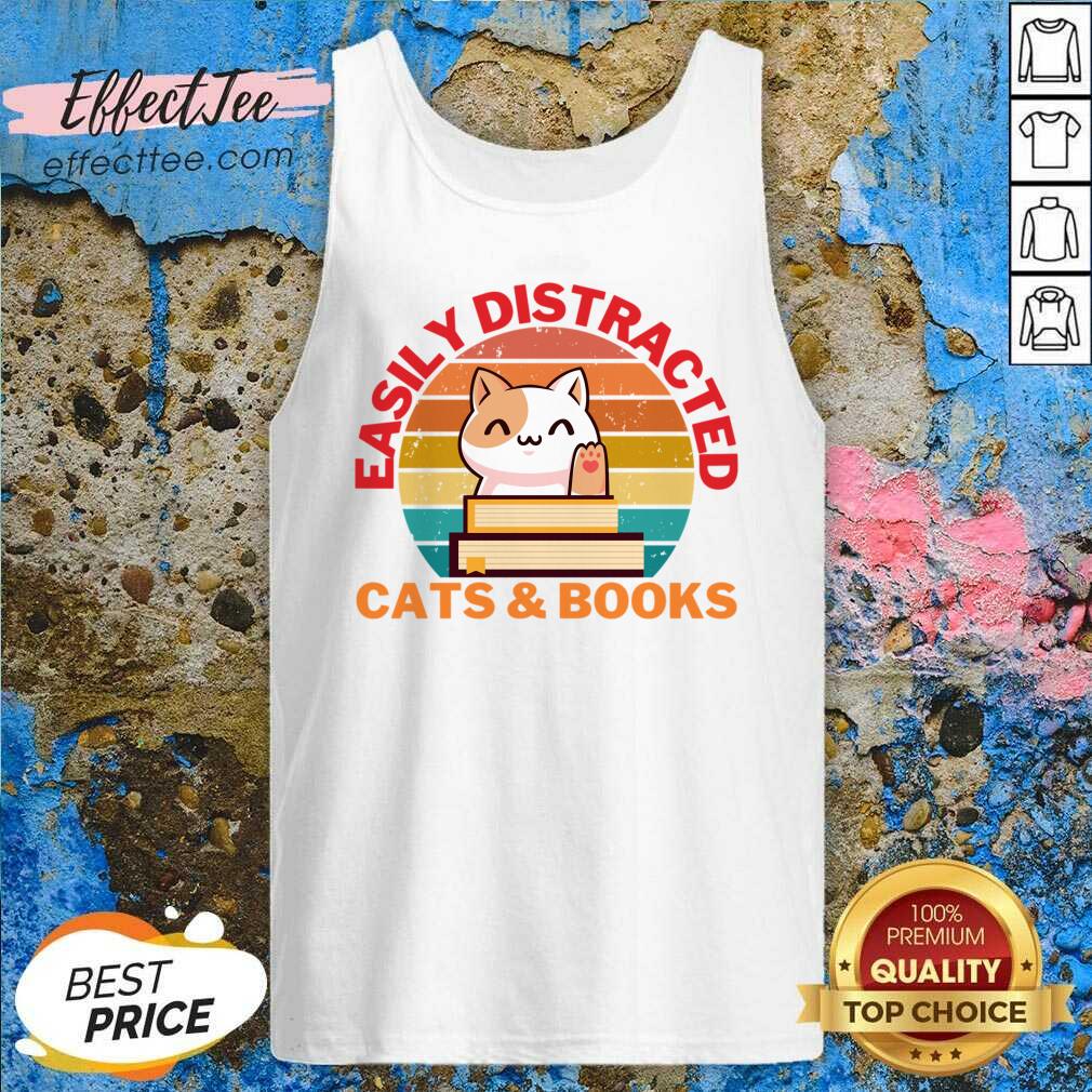 Easily Distracted Cats And Books Vintage Shirt