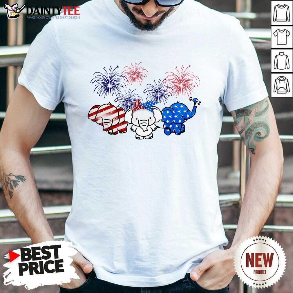 Elephants American Flag Firework Shirt