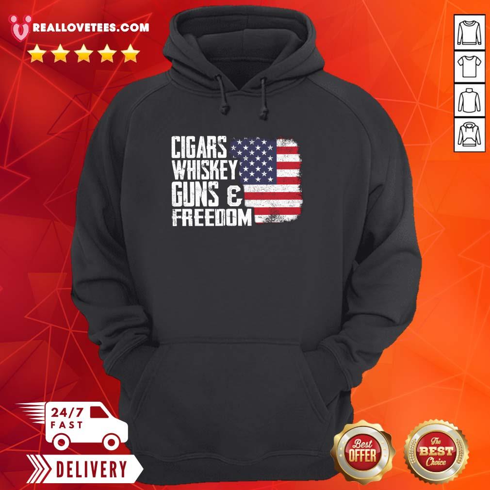 Fantastic Cigars Whiskey Guns And Freedom American Flag Shirt