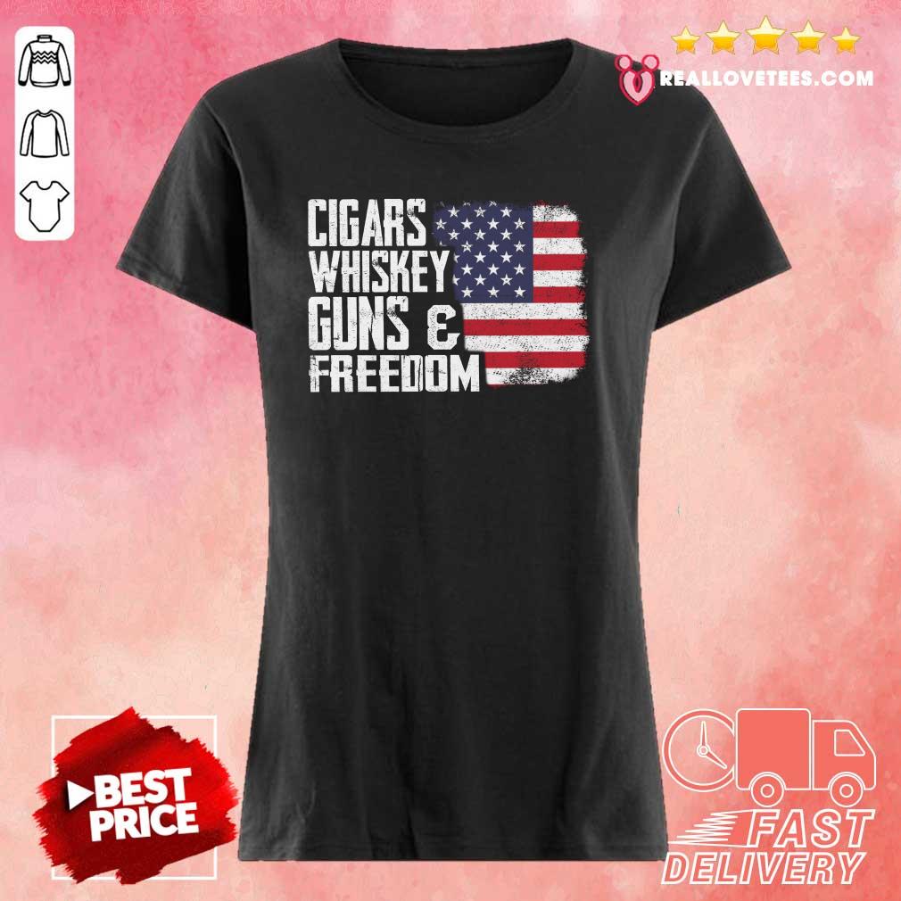 Fantastic Cigars Whiskey Guns And Freedom American Flag Shirt