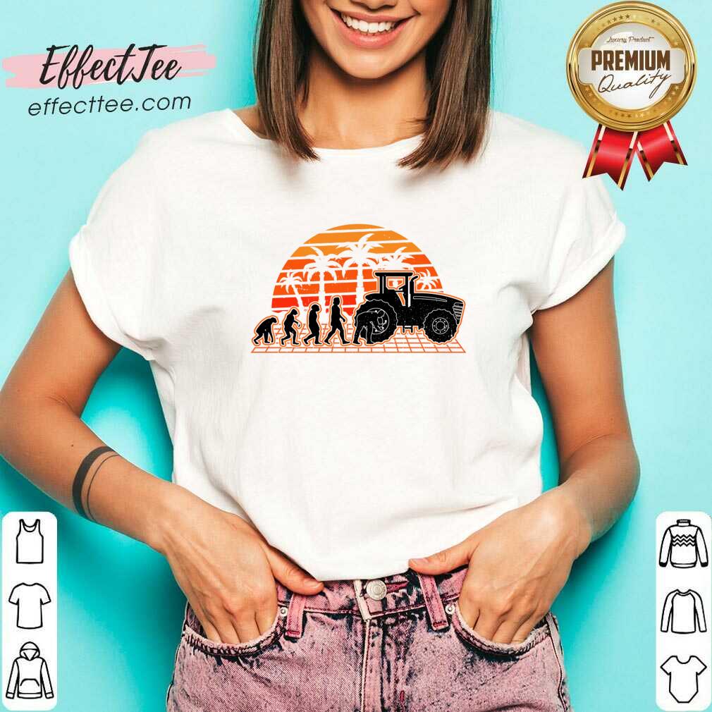 Farm Equipment Mechanic Evolution Sunset Tractor shirt