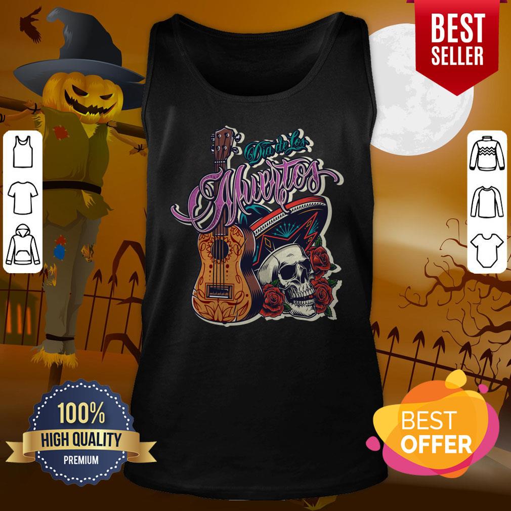 Floral Sugar Skull Sombrero Guitar Day Of The Dead Mariachi Shirt
