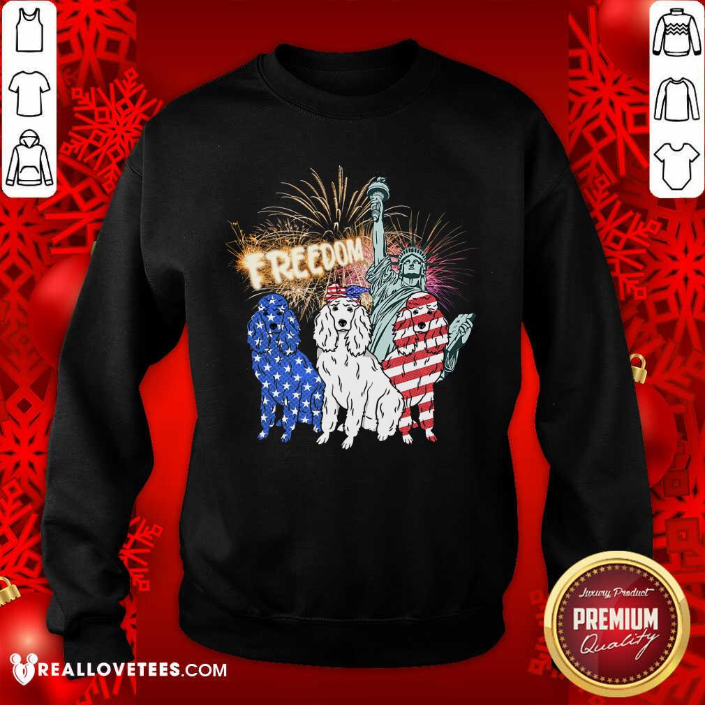 Freedom Dog Statue Of Liberty Usa Flag Shirt