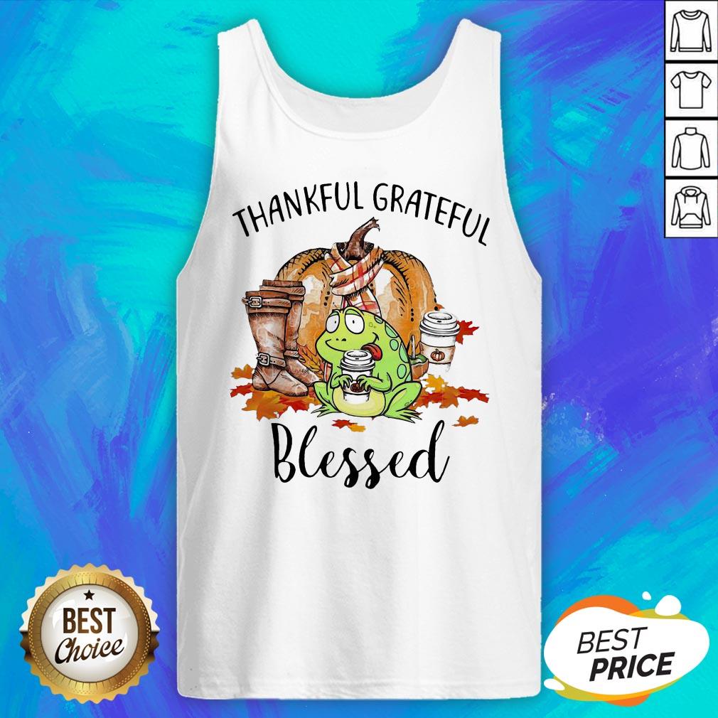 Frog Thankful Grateful Blessed Autumn Fall Shirt