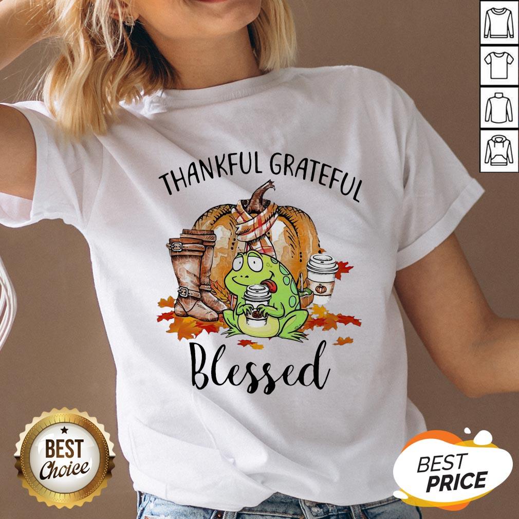 Frog Thankful Grateful Blessed Autumn Fall Shirt