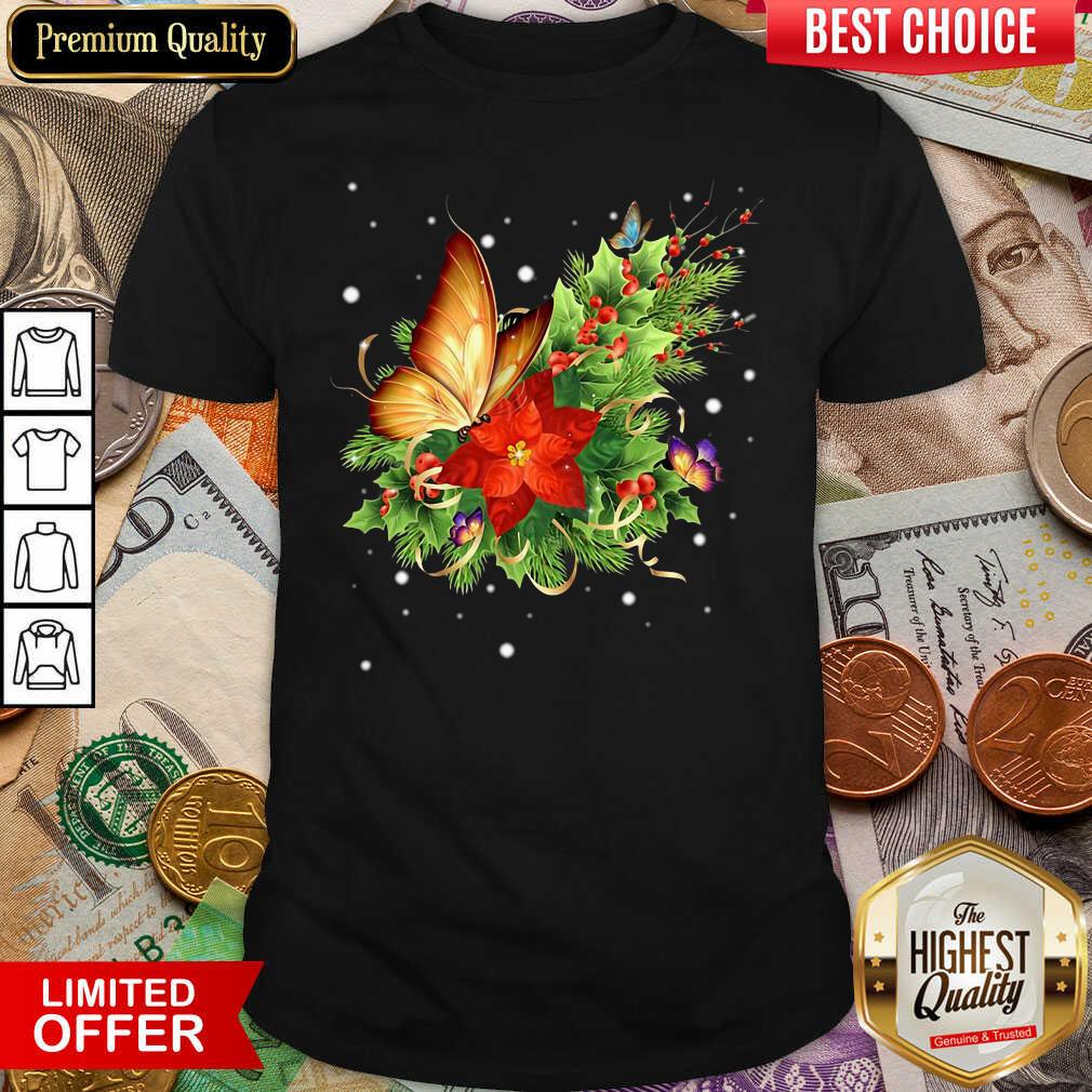 Funny Butterfly Poinsettia Shirt