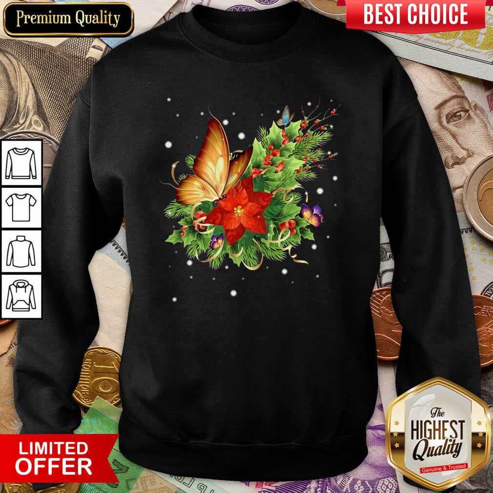 Funny Butterfly Poinsettia Shirt