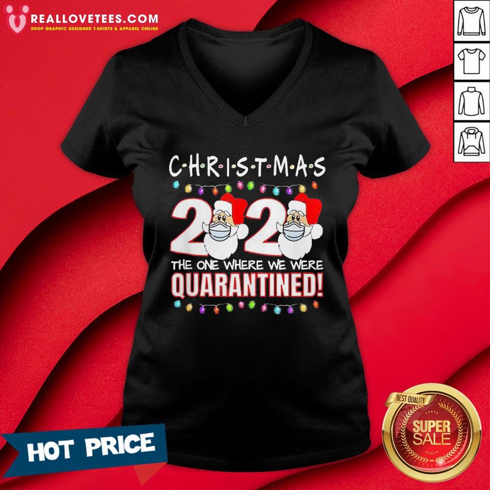 Funny Christmas 2020 Quarantine Santa Face Wearing Mask Shirt