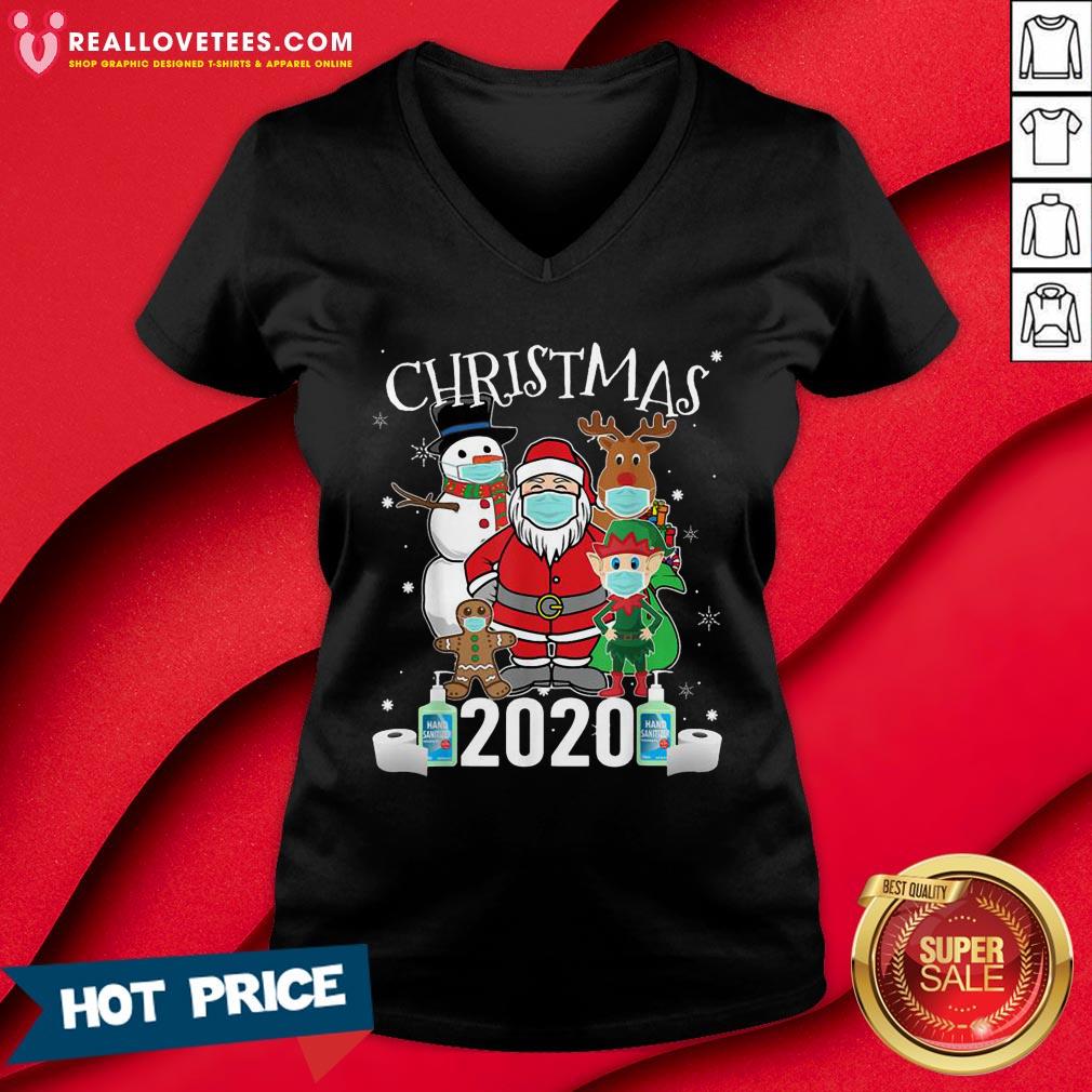 Funny Christmas Santa Claus and Friends Wearing Mask 2020 Shirt