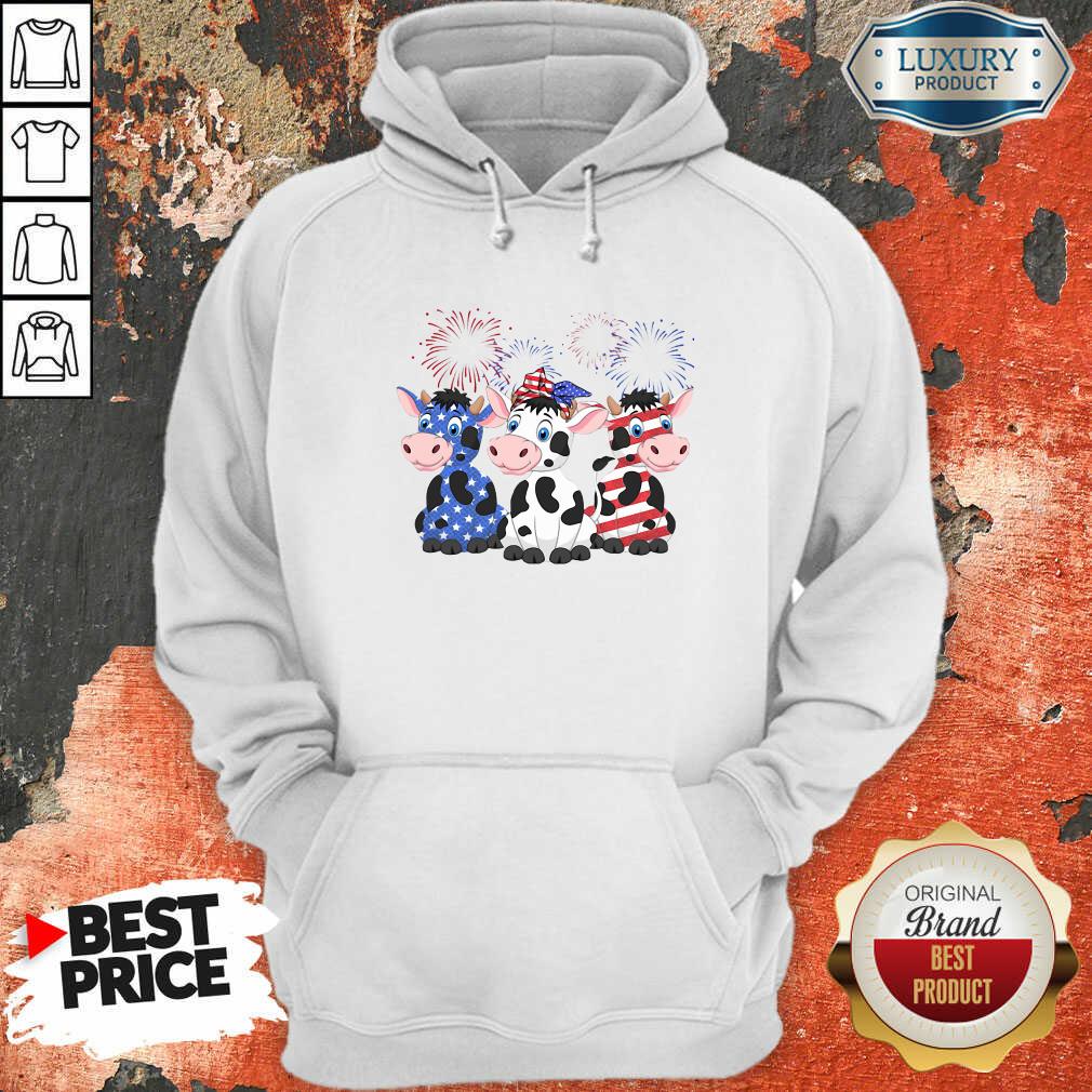 Funny Cows Blue White Red American Flag Shirt
