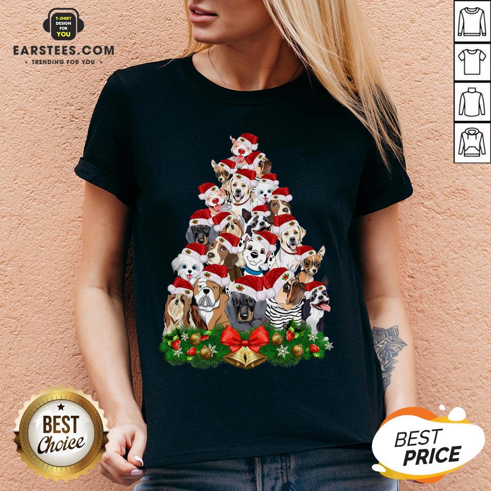 Funny Dogs Tree Merry Christmas Shirt