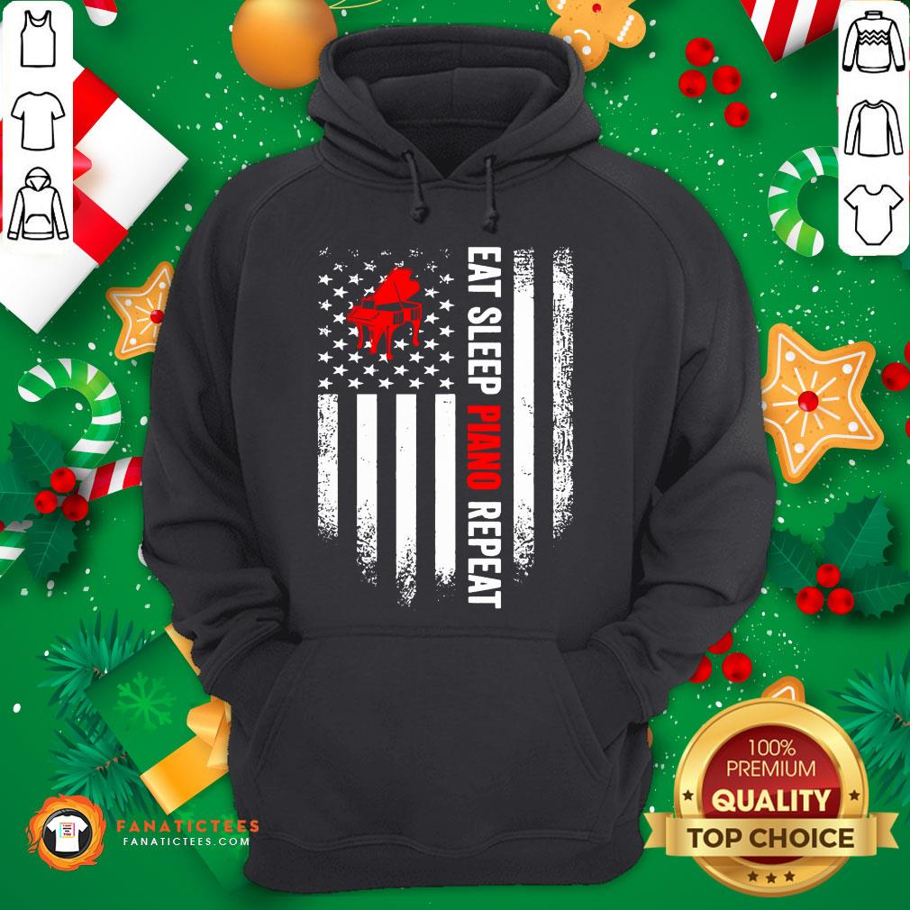 Funny Eat Sleep Piano Repeat Pianist Vintage American Flag Shirt