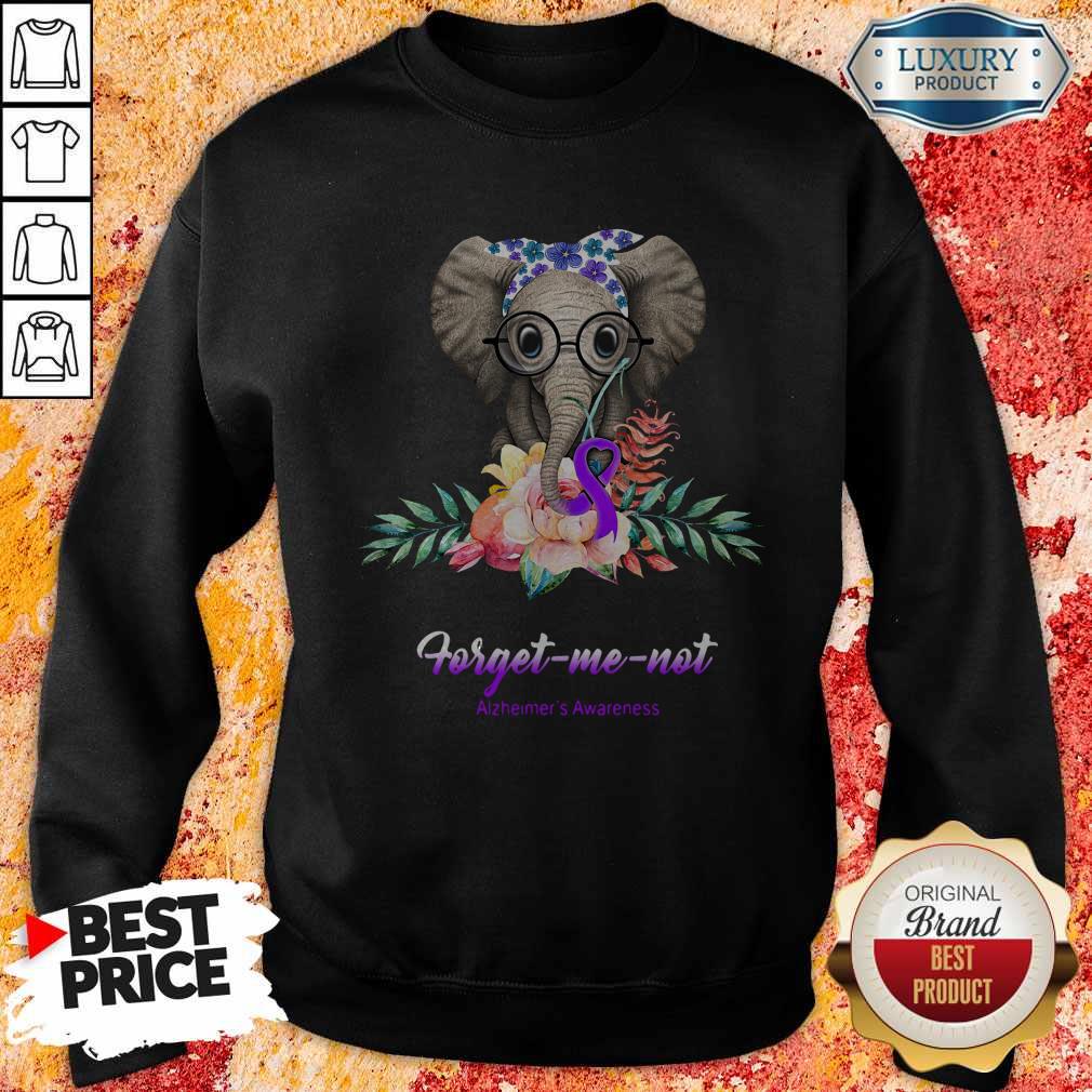 Funny Elephant Bow Lovely Forget Me Not Alzheimer's Awareness Shirt