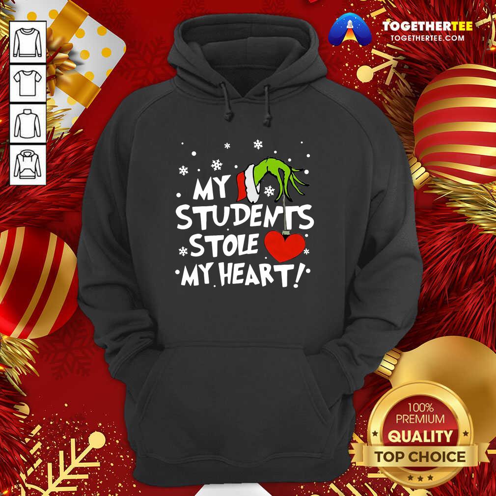 Funny Grinch Hand Holding Heart My Students Stole My Heart Shirt