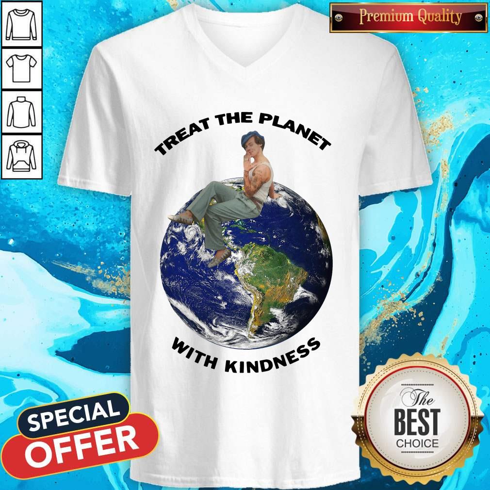 Funny Harry Styles Treat The Planet With Kindness Shirt