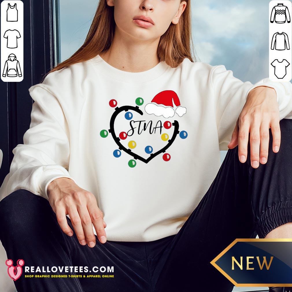 Funny Heart Santa Stna Light Christmas Shirt