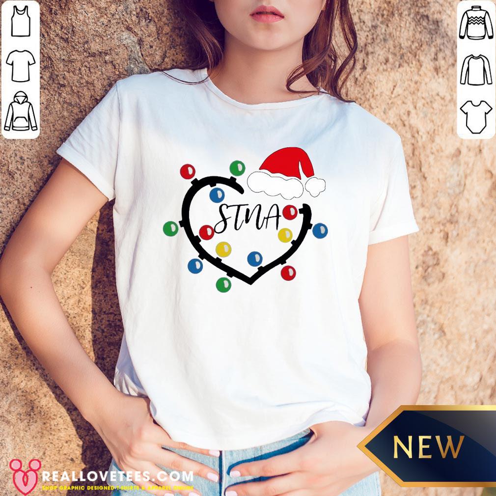 Funny Heart Santa Stna Light Christmas Shirt