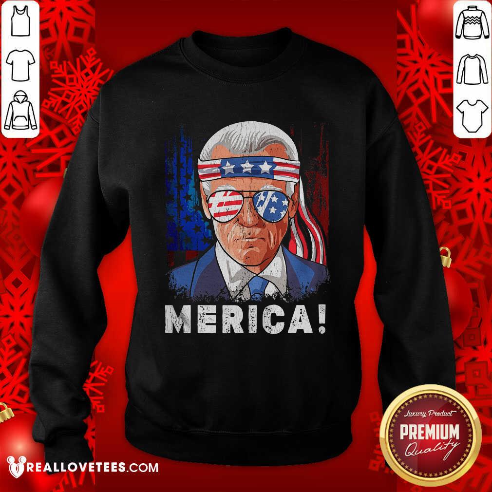 Funny Joe Biden Merica Sunglasses Ribbon American Flag Shirt