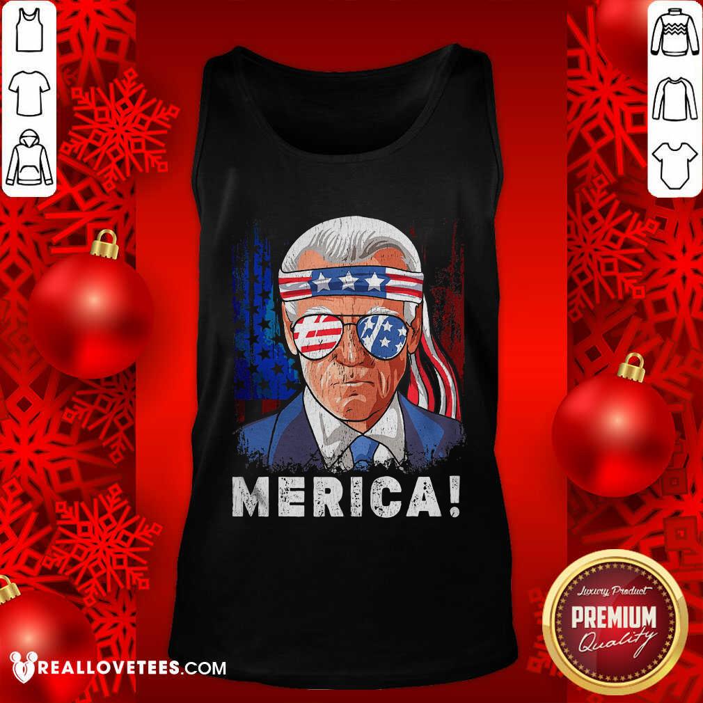 Funny Joe Biden Merica Sunglasses Ribbon American Flag Shirt
