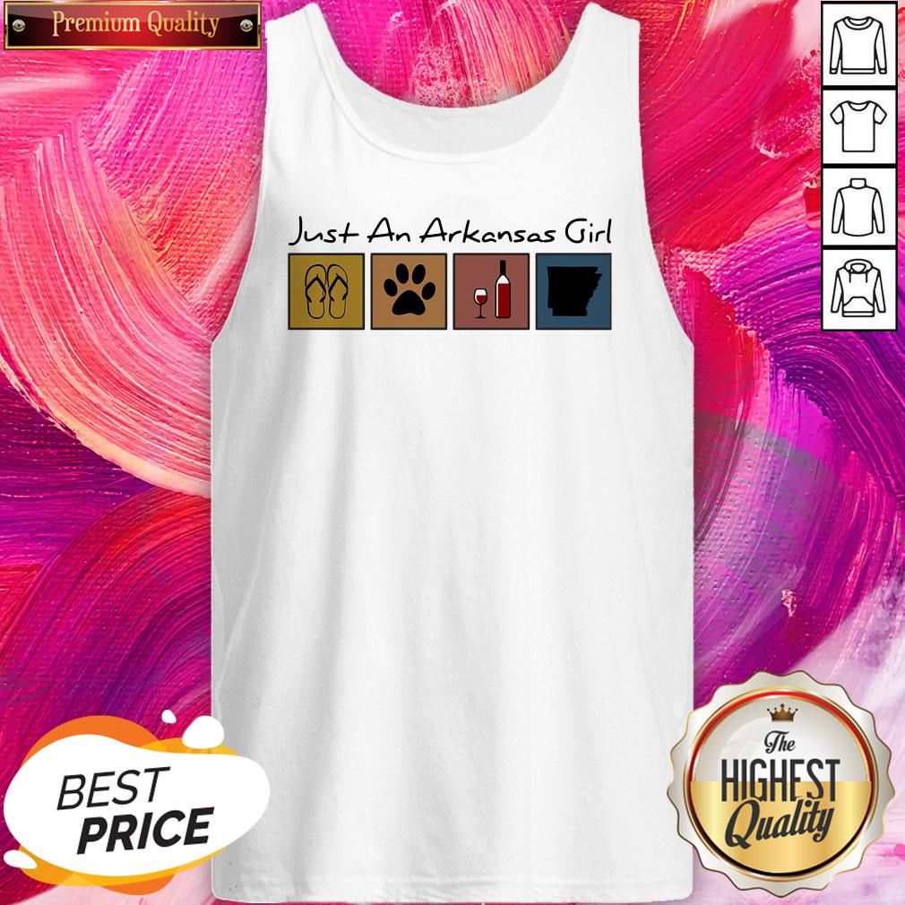 Funny Just An Arkansas Girl Flip Flop Cat Paw Wine Shirt