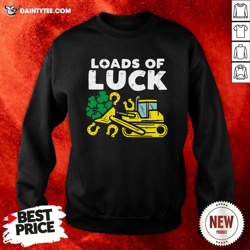 Funny Loads Of Luck Bulldozer Shamrock St Patricks Day Boys Shirt