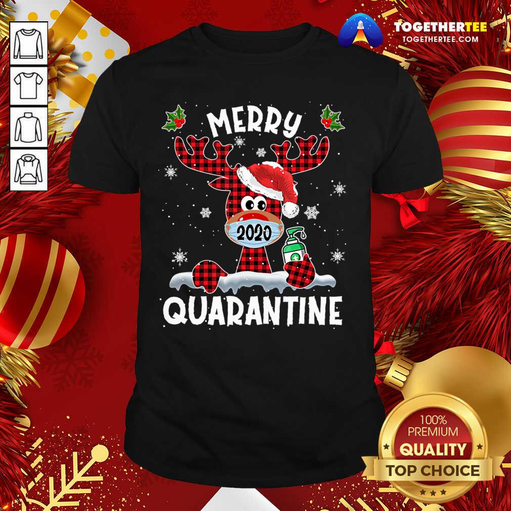 Funny Merry Quarantine Christmas 2020 Reindeer Mask Family Pajamas Shirt